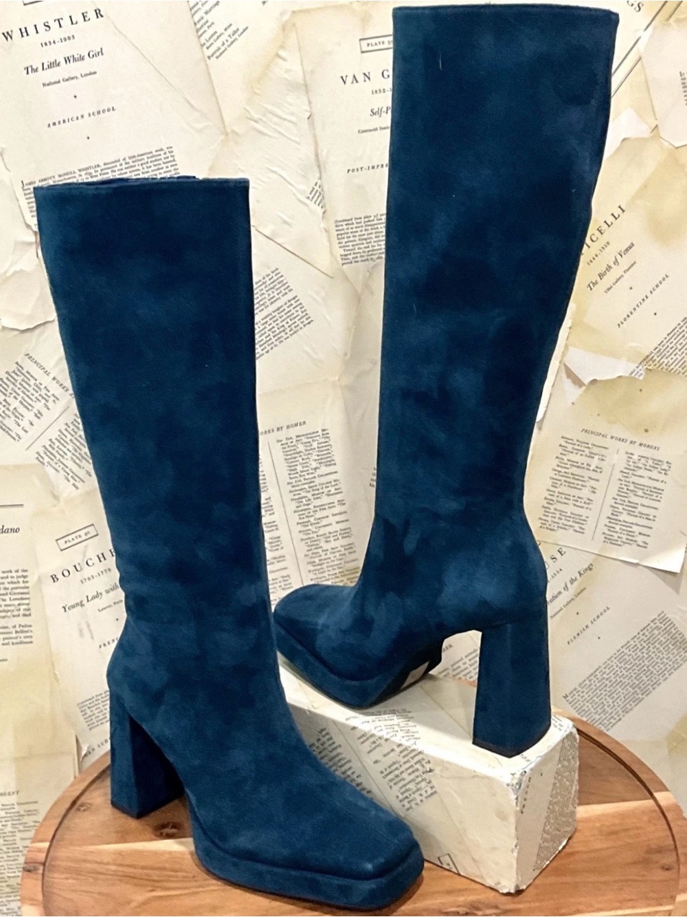 Free People Jeffrey Campbell Maximal-3 Suede Platfrom Boot Zip Blue - Picture 5 of 7